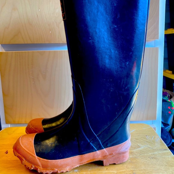 Eagle Claw Mens Black Rubber Steel Shank Rain Boots Waterproof Size 7 - Picture 1 of 9